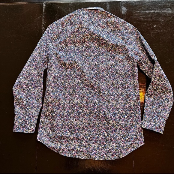 NWT Egara Blue Floral Size 15.5 Slim Fit 32/33 Long Sleeve Button Down - Picture 8 of 8